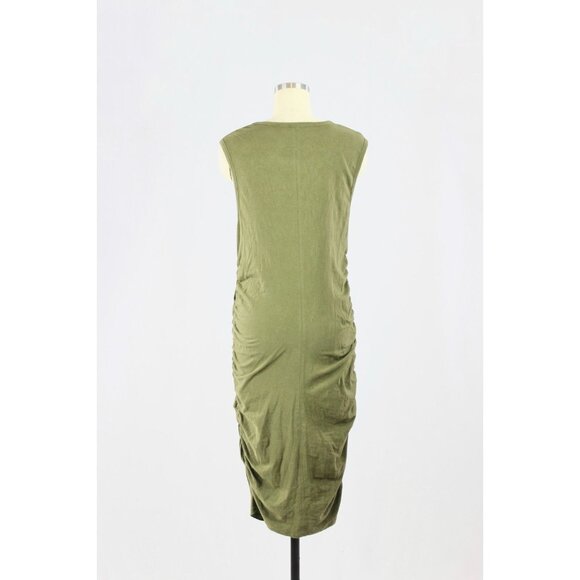 MAJESTIC FILATURES Deluxe Tee Green Cotton Jersey Ruched Tank Dress, Size 4/L - Picture 3 of 13